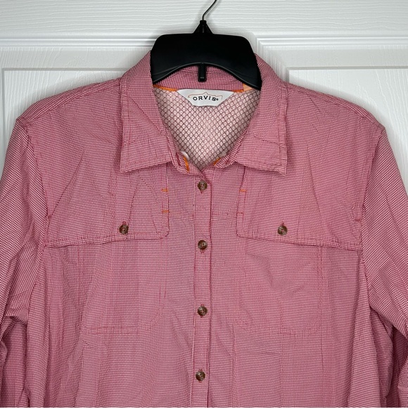 Orvis Women’s Long Sleeve Fishing Shirt Red Gingham Check Size XL - Picture 5 of 10